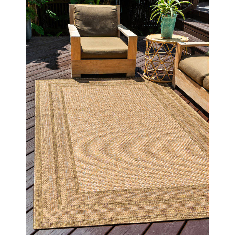 Bay Isle Home Naples Power Loom Light Brown Indoor/Outdoor Area Rug